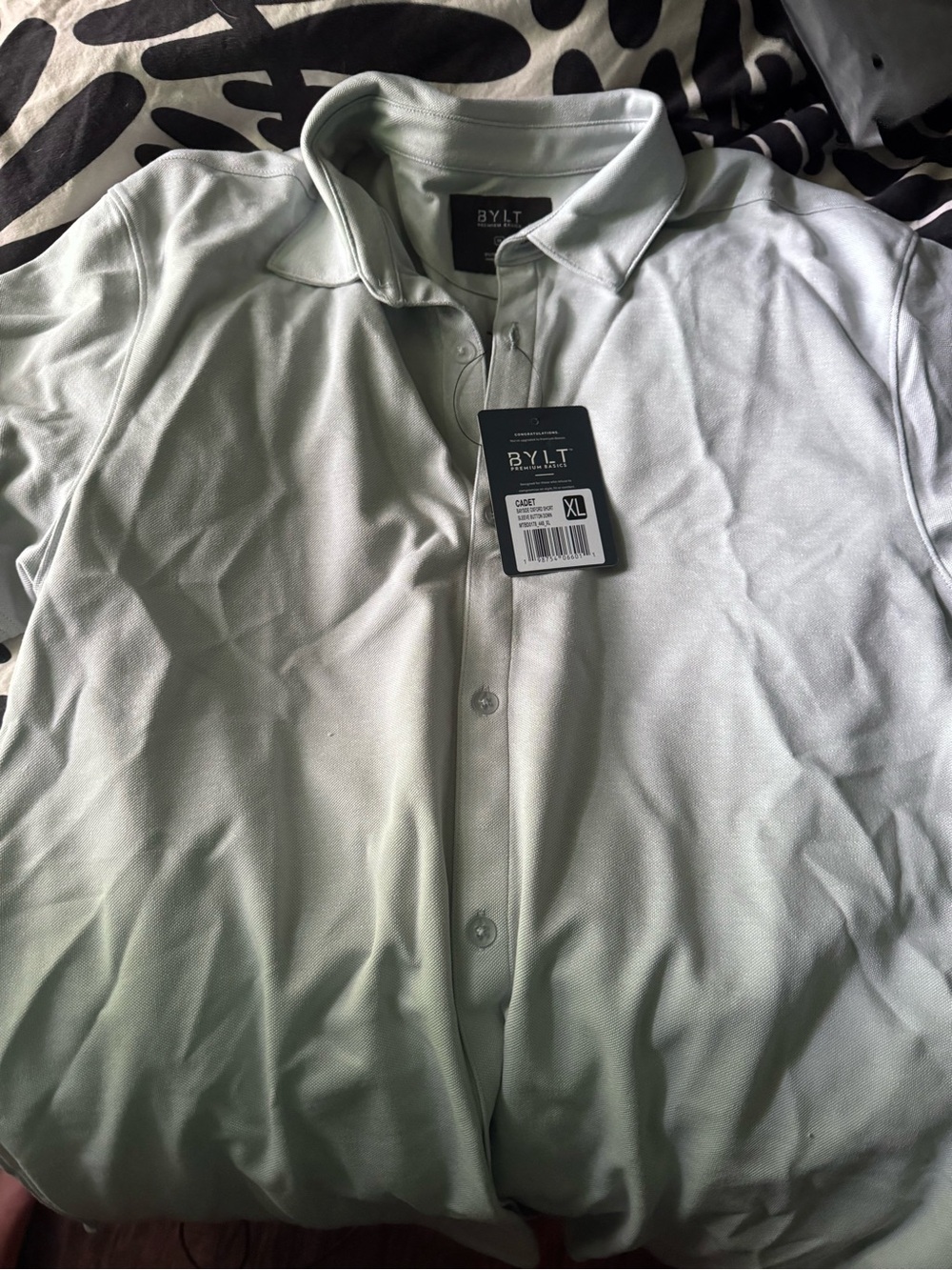 BYLT Basics Short Sleeve Button-Down Shirt in Light Gray - Picture 4 of 4